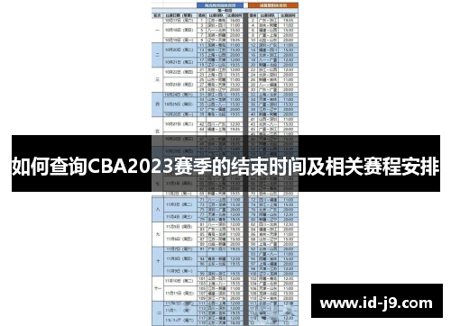 如何查询CBA2023赛季的结束时间及相关赛程安排